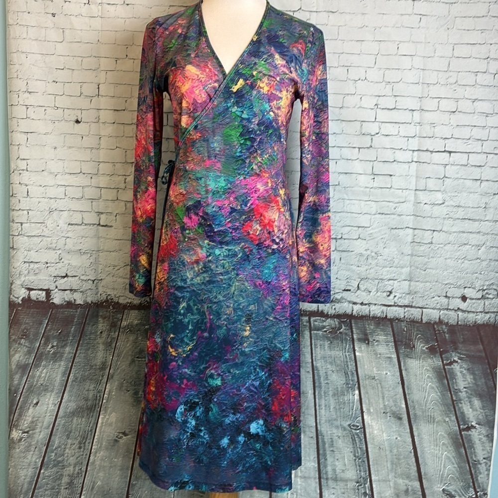Wrap Dress Le Galeriste NWT original artwork design Whimsy Workwear Maximalist